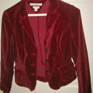 Tommy Hilfiger Red Velvet Button Down Blazer